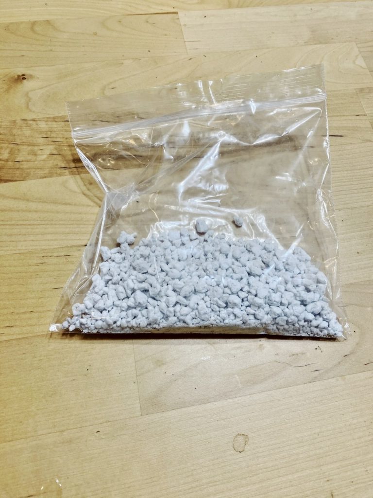 Bag with perlite
